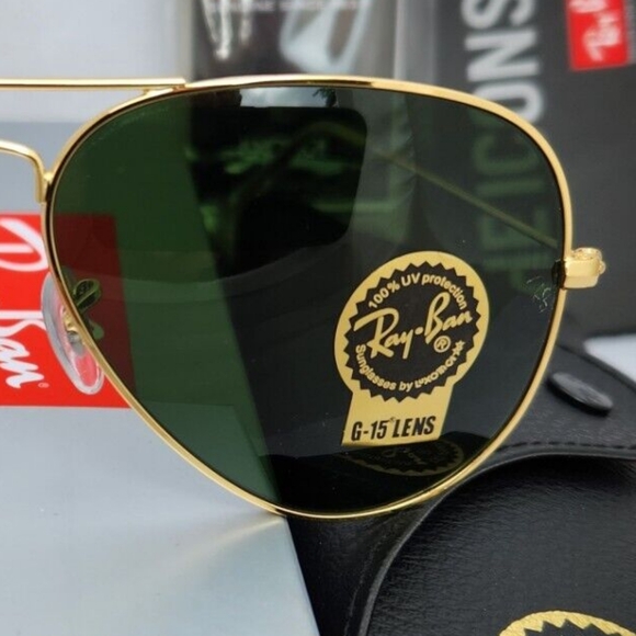 LIKE NEW RayBan Aviator RB3025 Green G15 Lens Ray ban Sunglasses - Picture 6 of 14
